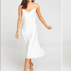 NET Show Me Your Mumu Verona Satin White Midi Dress